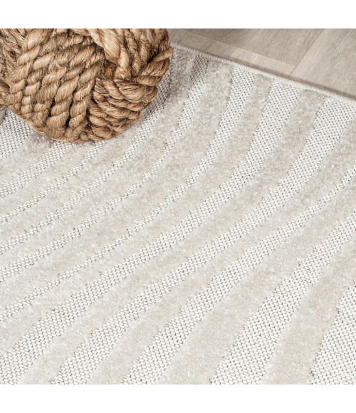 SCANDINAVIAN Area Rug Maribo Abstract Groovy Striped Cream/Ivory 3 ft. x 5 ft. Area Rug