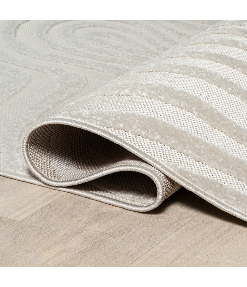 SCANDINAVIAN Area Rug Maribo Abstract Groovy Striped Cream/Ivory 3 ft. x 5 ft. Area Rug