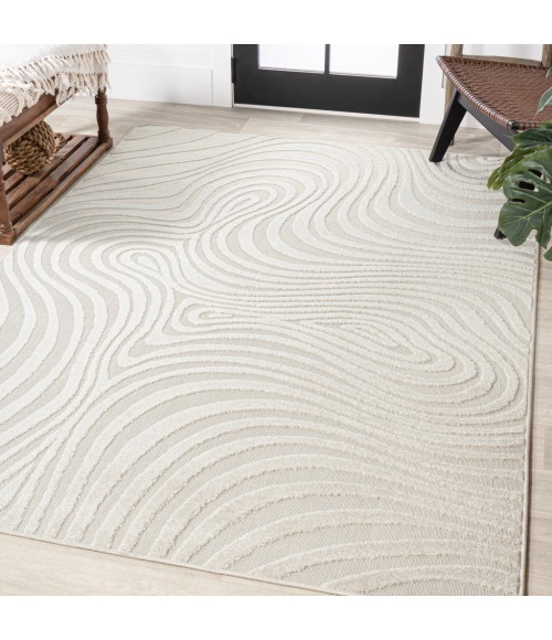 SCANDINAVIAN Area Rug Maribo Abstract Groovy Striped Cream/Ivory 3 ft. x 5 ft. Area Rug