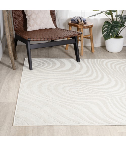 SCANDINAVIAN Area Rug Maribo Abstract Groovy Striped Cream/Ivory 3 ft. x 5 ft. Area Rug