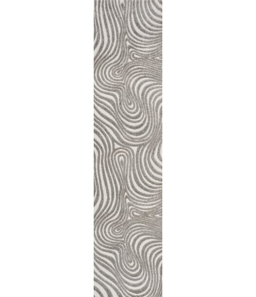 SCANDINAVIAN Area Rug Maribo Abstract Groovy Striped Gray/Ivory 2 ft. x 8 ft. Runner Rug