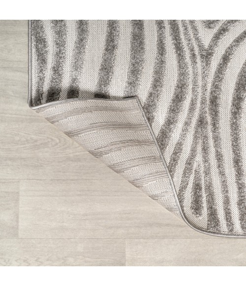 SCANDINAVIAN Area Rug Maribo Abstract Groovy Striped Gray/Ivory 5 ft. x 8 ft. Area Rug