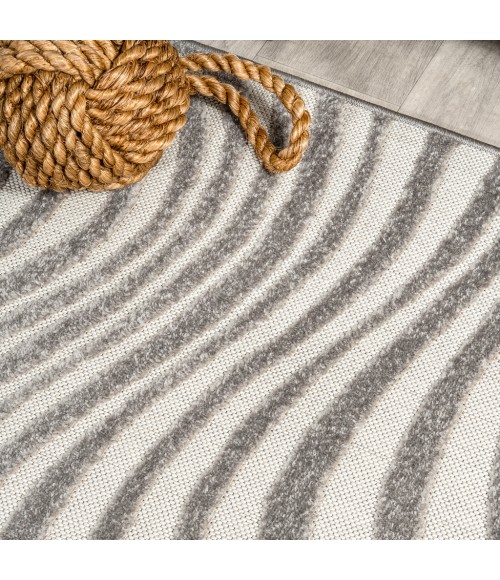 SCANDINAVIAN Area Rug Maribo Abstract Groovy Striped Gray/Ivory 5 ft. x 8 ft. Area Rug