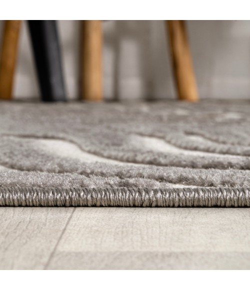 SCANDINAVIAN Area Rug Maribo Abstract Groovy Striped Gray/Ivory 5 ft. x 8 ft. Area Rug