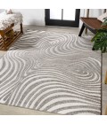 SCANDINAVIAN Area Rug Maribo Abstract Groovy Striped Gray/Ivory 5 ft. x 8 ft. Area Rug