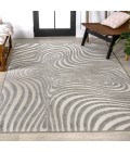 SCANDINAVIAN Area Rug Maribo Abstract Groovy Striped Gray/Ivory 5 ft. x 8 ft. Area Rug