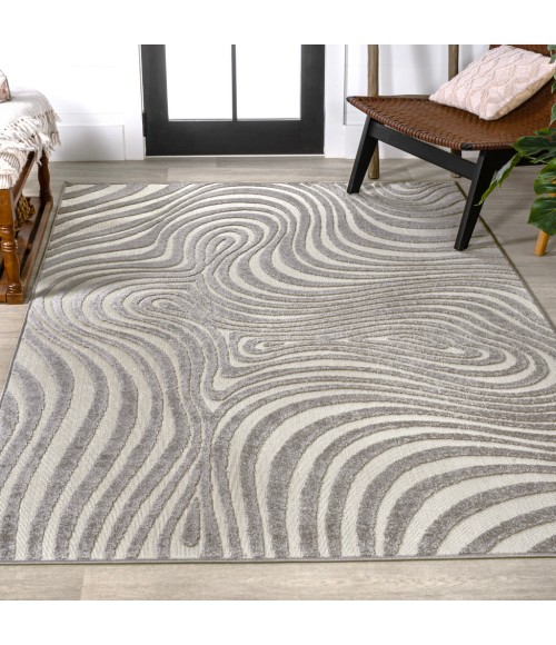 SCANDINAVIAN Area Rug Maribo Abstract Groovy Striped Gray/Ivory 5 ft. x 8 ft. Area Rug