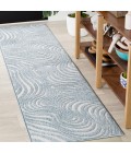 SCANDINAVIAN Area Rug Maribo Abstract Groovy Striped Light Blue/Ivory 2 ft. x 8 ft. Runner Rug