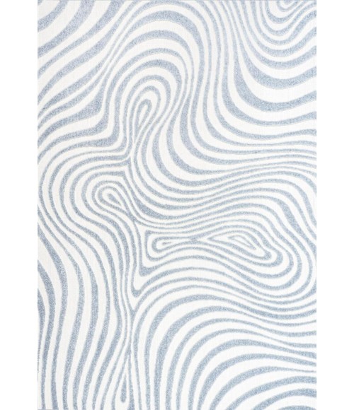 SCANDINAVIAN Area Rug Maribo Abstract Groovy Striped Light Blue/Ivory 5 ft. x 8 ft. Area Rug