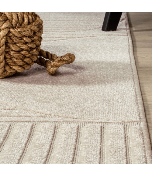 SCANDINAVIAN Area Rug Nordby Geometric Arch Scandi Striped Ivory/Cream 3 ft. x 5 ft. Area Rug