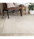 SCANDINAVIAN Area Rug Nordby Geometric Arch Scandi Striped Ivory/Cream 3 ft. x 5 ft. Area Rug