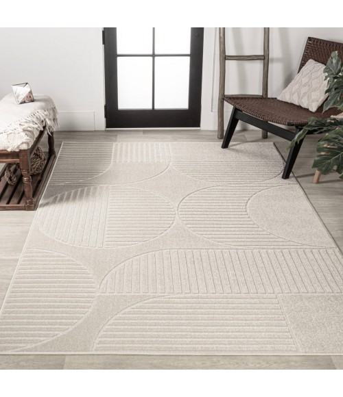 SCANDINAVIAN Area Rug Nordby Geometric Arch Scandi Striped Ivory/Cream 3 ft. x 5 ft. Area Rug