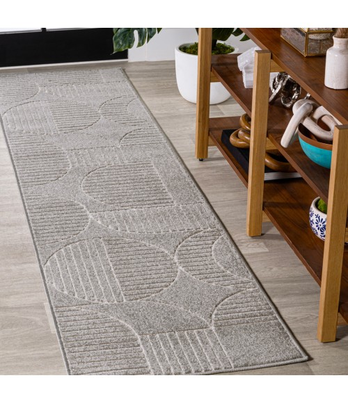 Nordby Geometric Arch Scandi Striped Gray/Cream 2 ft. x 8 ft. Runner Rug