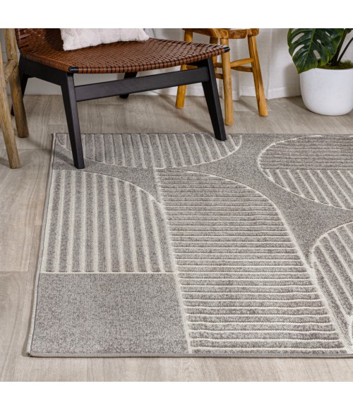 Nordby Geometric Arch Scandi Striped Gray/Cream 8 ft. x 10 ft. Area Rug