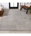 Nordby Geometric Arch Scandi Striped Gray/Cream 8 ft. x 10 ft. Area Rug