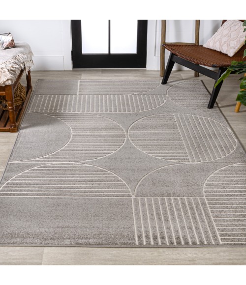 Nordby Geometric Arch Scandi Striped Gray/Cream 8 ft. x 10 ft. Area Rug