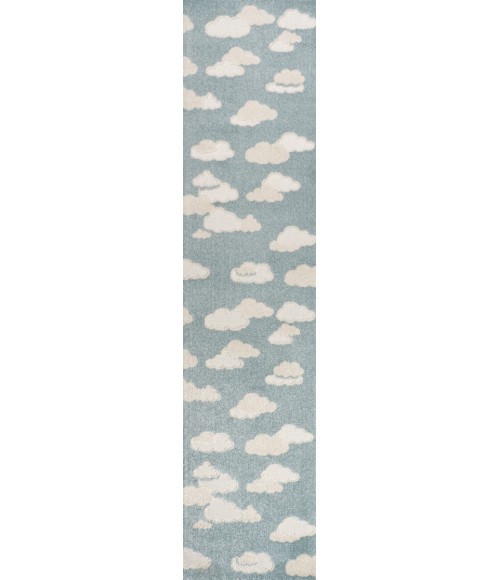 SCANDINAVIAN Area Rug Hedwig Youth Cloud Scandi Rug Blue/Ivory 2 ft. x 8 ft. Runner Rug