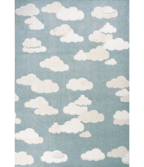 SCANDINAVIAN Area Rug Hedwig Youth Cloud Scandi Rug Blue/Ivory 3 ft. x 5 ft. Area Rug