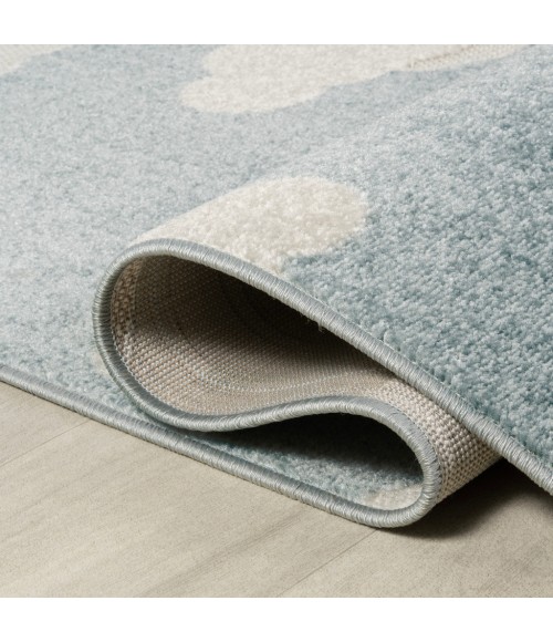 SCANDINAVIAN Area Rug Hedwig Youth Cloud Scandi Rug Blue/Ivory 2 ft. x 8 ft. Runner Rug