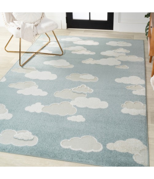 SCANDINAVIAN Area Rug Hedwig Youth Cloud Scandi Rug Blue/Ivory 3 ft. x 5 ft. Area Rug