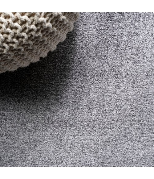 SUPERSOFT Area Rug Haze Solid Low-Pile Gray 3 ft. x 5 ft. Oval Area Rug