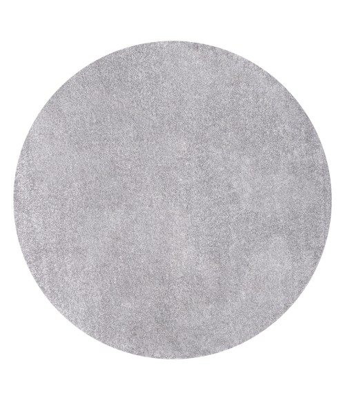 SUPERSOFT Area Rug Haze Solid Low-Pile Gray 4' Round Area Rug