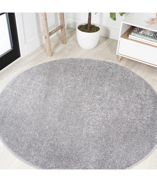 SUPERSOFT Area Rug Haze Solid Low-Pile Gray 4' Round Area Rug