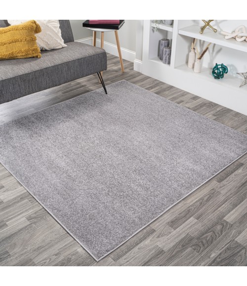 SUPERSOFT Area Rug Haze Solid Low-Pile Gray 7' Square Area Rug