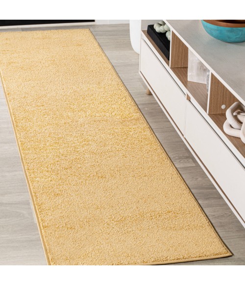 SUPERSOFT Area Rug Haze Solid Low-Pile Mustard 2 ft. x 14 ft. Runner Rug