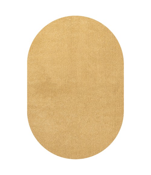 SUPERSOFT Area Rug Haze Solid Low-Pile Mustard 5 ft. x 8 ft. Oval Area Rug