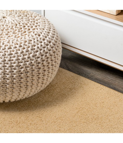 SUPERSOFT Area Rug Haze Solid Low-Pile Mustard 5 ft. x 8 ft. Oval Area Rug