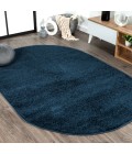 SUPERSOFT Area Rug Haze Solid Low-Pile Navy 6 ft. x 9 ft. Oval Area Rug
