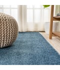SUPERSOFT Area Rug Haze Solid Low-Pile Navy 6 ft. x 9 ft. Oval Area Rug