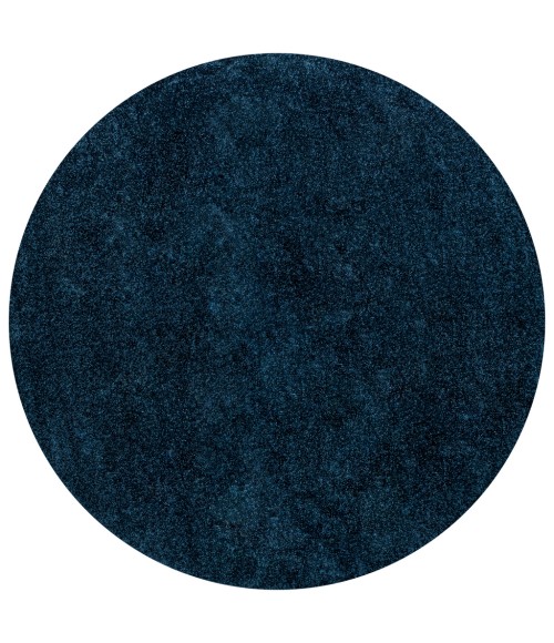 SUPERSOFT Area Rug Haze Solid Low-Pile Navy 6' Round Area Rug