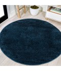 SUPERSOFT Area Rug Haze Solid Low-Pile Navy 6' Round Area Rug