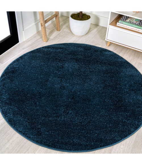 SUPERSOFT Area Rug Haze Solid Low-Pile Navy 6' Round Area Rug