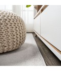 Haze Solid Low-Pile Ivory 3 ft. x 5 ft. Oval Area Rug