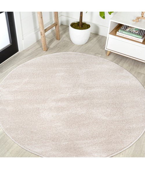 SUPERSOFT Area Rug Haze Solid Low-Pile Ivory 8' Round Area Rug