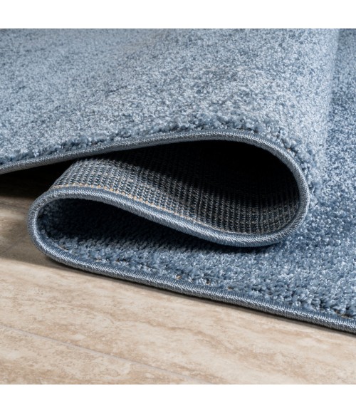 SUPERSOFT Area Rug Haze Solid Low-Pile Classic Blue 5' Round Area Rug