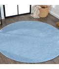 SUPERSOFT Area Rug Haze Solid Low-Pile Classic Blue 5' Round Area Rug