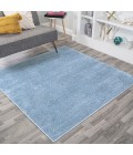 SUPERSOFT Area Rug Haze Solid Low-Pile Classic Blue 9' Square Area Rug