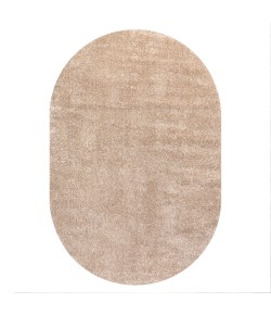 Jonathany Supersoft SEU100G Beige Area Rug 3 ft. X 5 ft. Oval