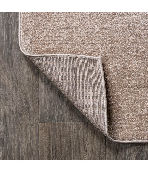 SUPERSOFT Area Rug Haze Solid Low-Pile Beige 3 ft. x 5 ft. Oval Area Rug