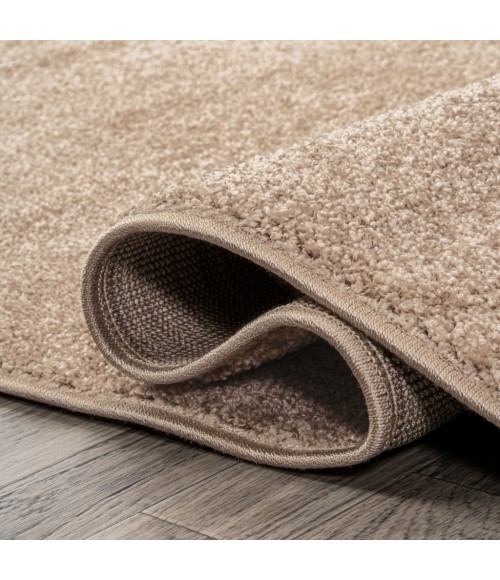 SUPERSOFT Area Rug Haze Solid Low-Pile Beige 3 ft. x 5 ft. Oval Area Rug