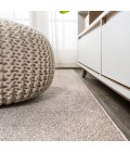SUPERSOFT Area Rug Haze Solid Low-Pile Beige 3 ft. x 5 ft. Oval Area Rug