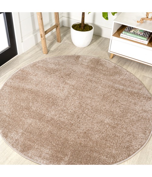 SUPERSOFT Area Rug Haze Solid Low-Pile Beige 4' Round Area Rug