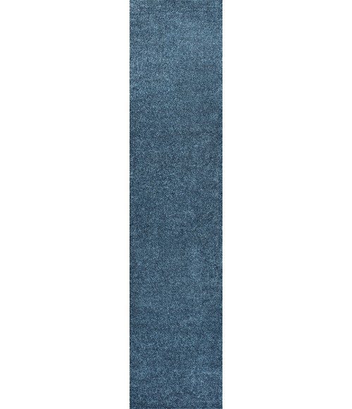 SUPERSOFT Area Rug Haze Solid Low-Pile Turquoise 2 ft. x 16 ft. Runner Rug