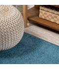 SUPERSOFT Area Rug Haze Solid Low-Pile Turquoise 5 ft. x 8 ft. Oval Area Rug