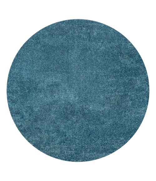 SUPERSOFT Area Rug Haze Solid Low-Pile Turquoise 4' Round Area Rug