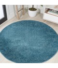 SUPERSOFT Area Rug Haze Solid Low-Pile Turquoise 4' Round Area Rug